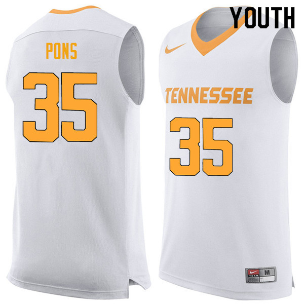 Youth #35 Yves Pons Tennessee Volunteers College Basketball Jerseys Sale-White